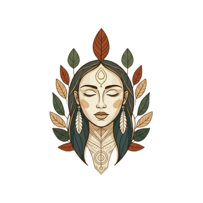 Visual section describing signs of burnout and the benefits of energy healing, accompanied by botanical and feminine spiritual artwork representing balance and inner wisdom.